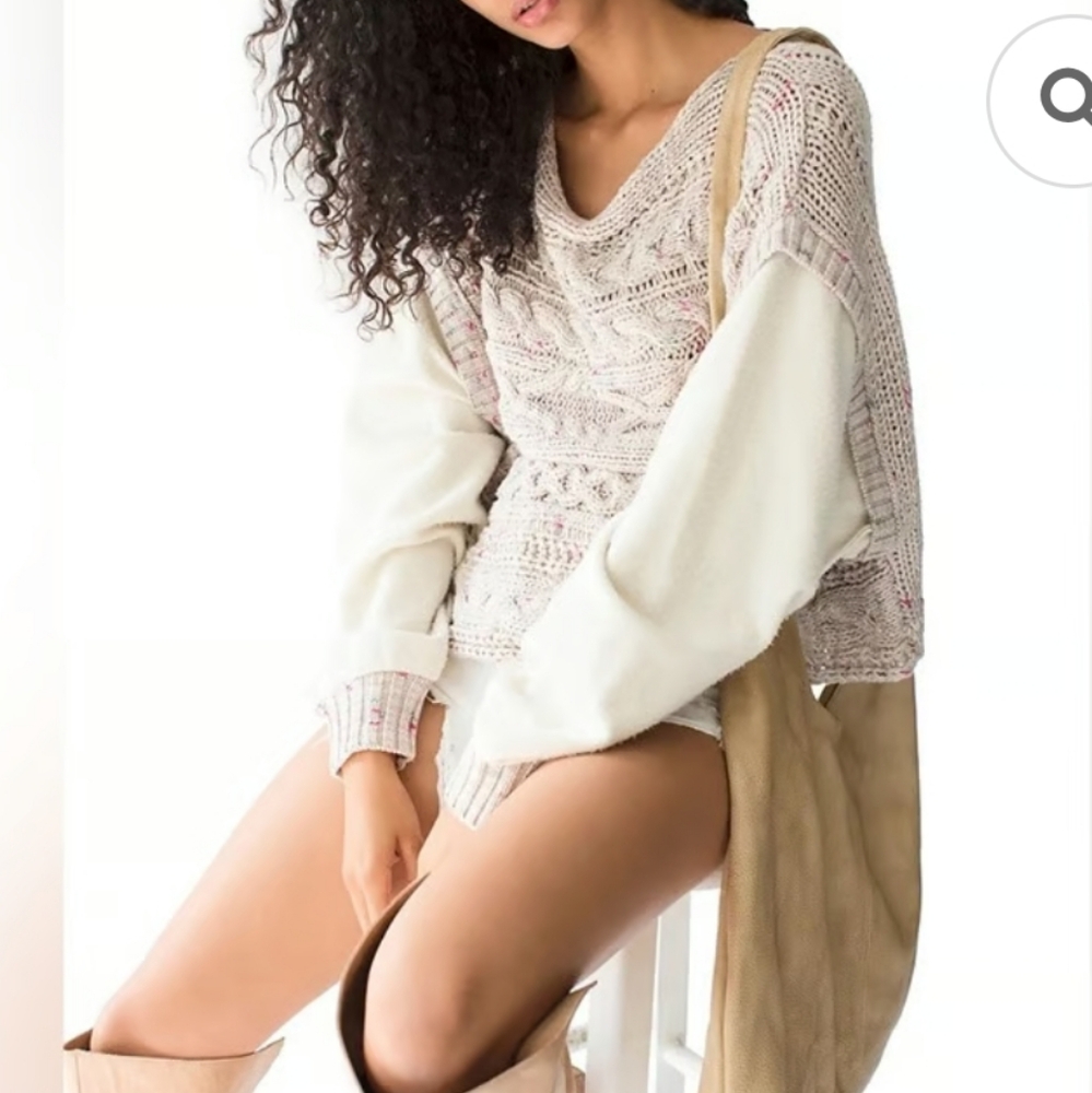 Free People Honey Cable Knit Oversized Dolman Sleeve Sweater